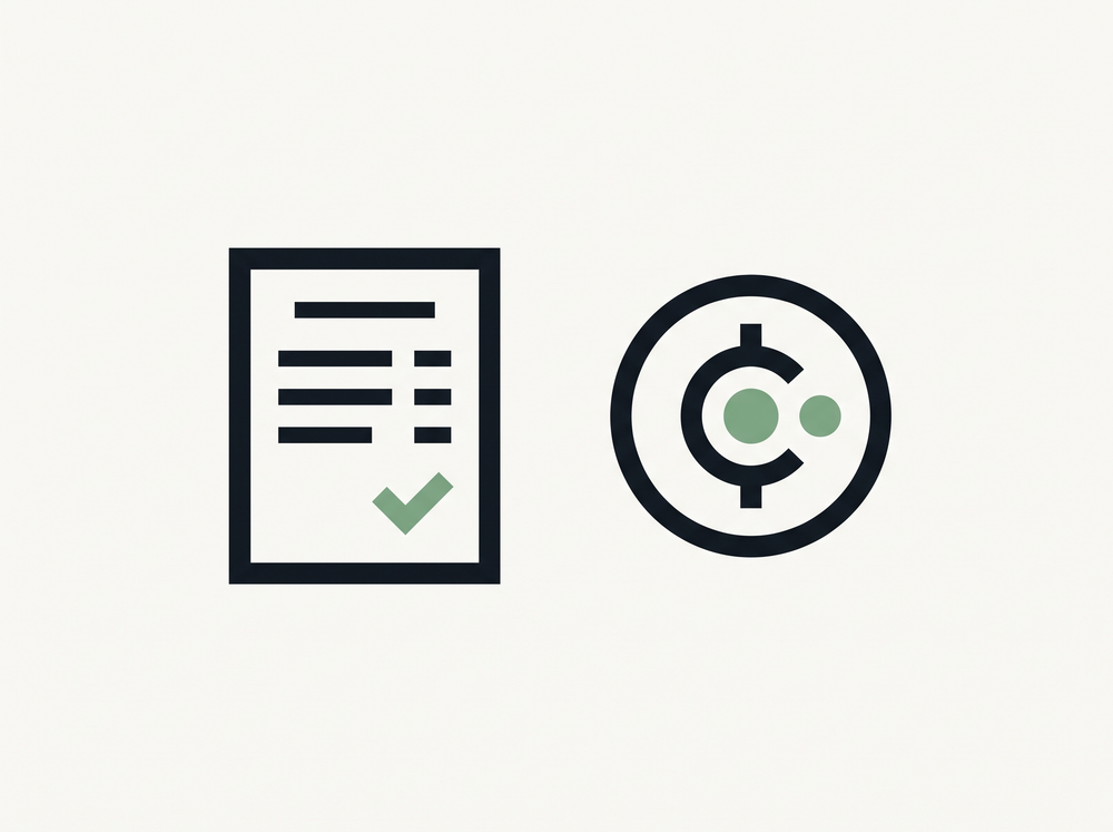 Flat illustration of a receipt with a coin icon