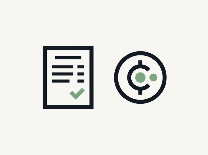 Flat illustration of a receipt with a coin icon