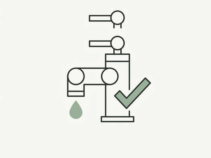 Flat illustration of a clean shiny tap with a checkmark