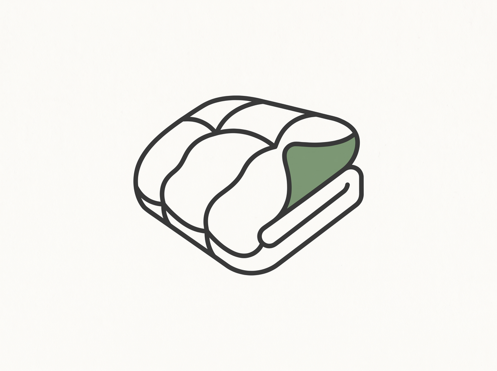 Flat illustration of a folded duvet with a soft puffed texture