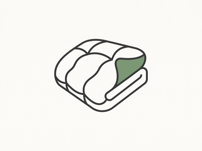 Flat illustration of a folded duvet with a soft puffed texture
