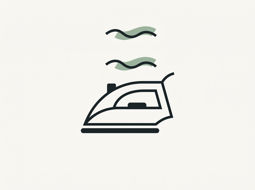 Flat illustration of a clothes iron with a steam line