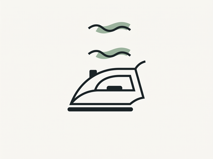 Flat illustration of a clothes iron with a steam line