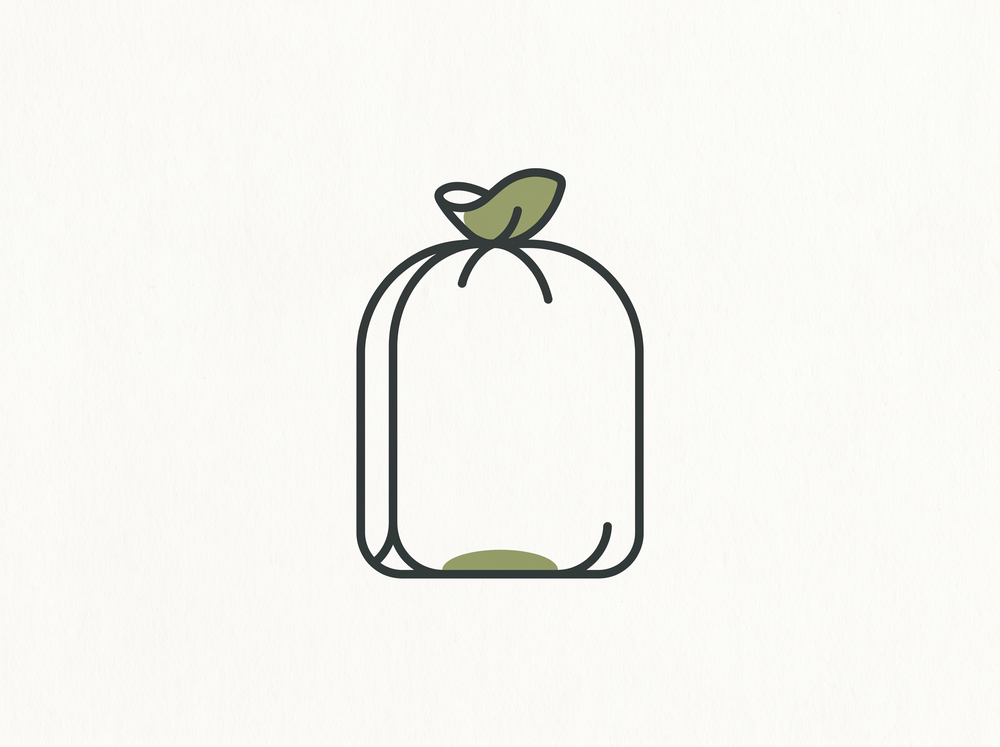 Flat illustration of a bin bag and cleaning supplies bottle