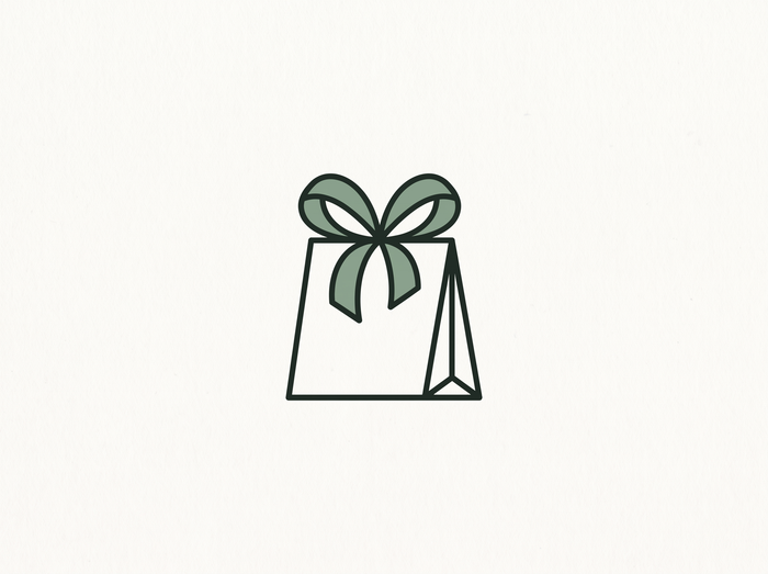 Flat illustration of a small gift bag with a ribbon