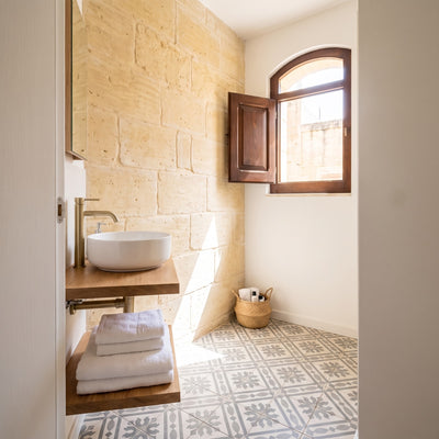 Bathroom after a turnover in Valletta